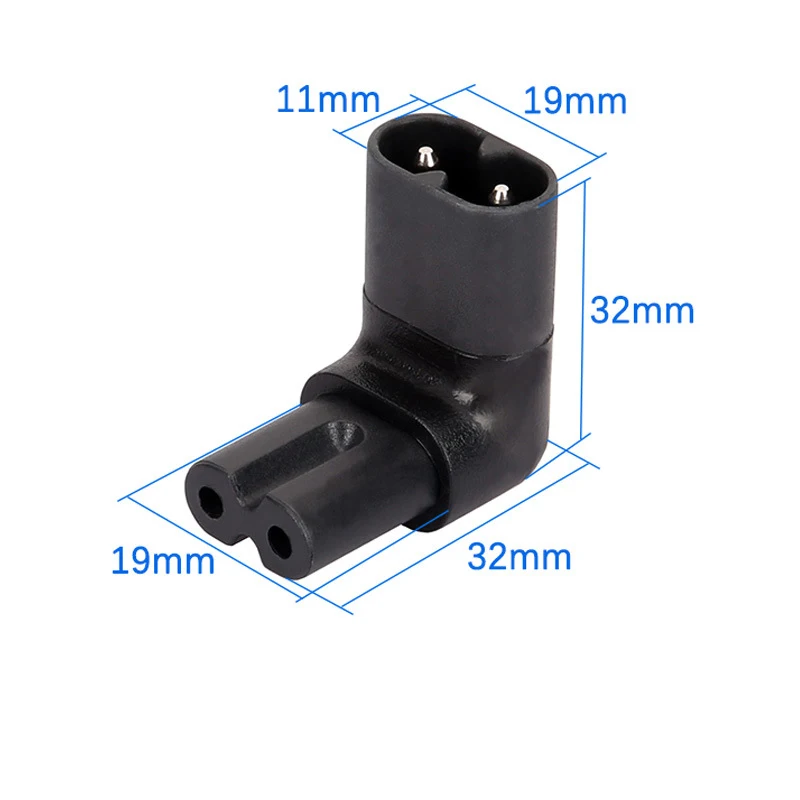 1/10PCS 110V-220V 500W IEC 320 iec 2-Pin C7 Female To C8 90 Degree Male Left Right Angled Down UP AC Power Adapter Extension