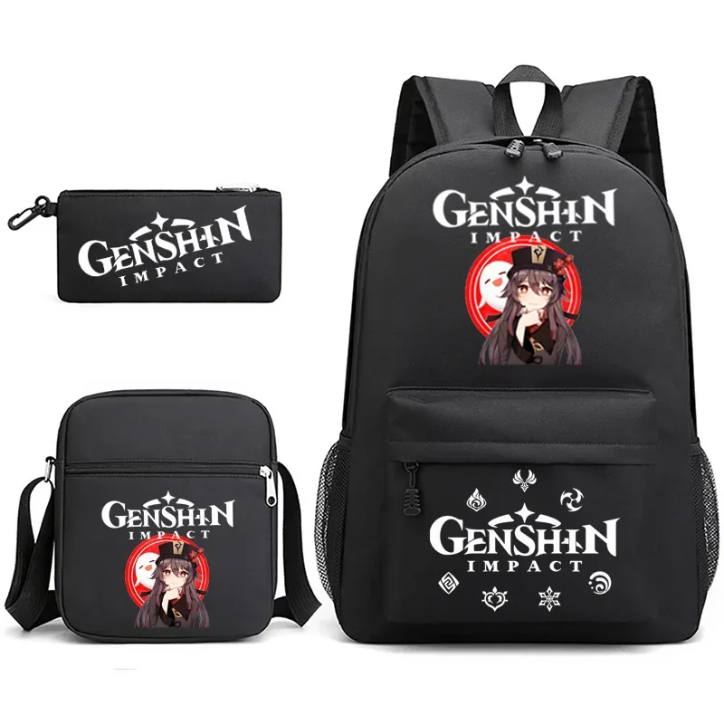 

Popular Creative Genshin Impact Print 3pcs/Set pupil School Bags Laptop Daypack Backpack Inclined shoulder bag Pencil Case