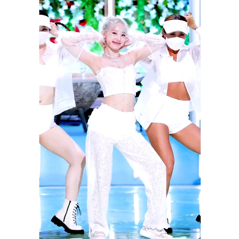 

White Kpp Stage Outfit Women Jazz Dance Crop Tops Pants Idol Clothes Suit Singer Concert Show Costume Fashion Clothing JL5178