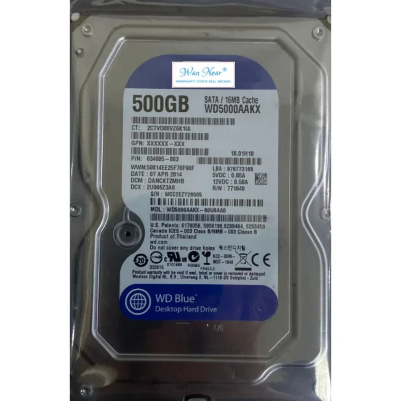 

For desktop 3.5 WD5000AAKX 500G 7200 SATA3 500gb