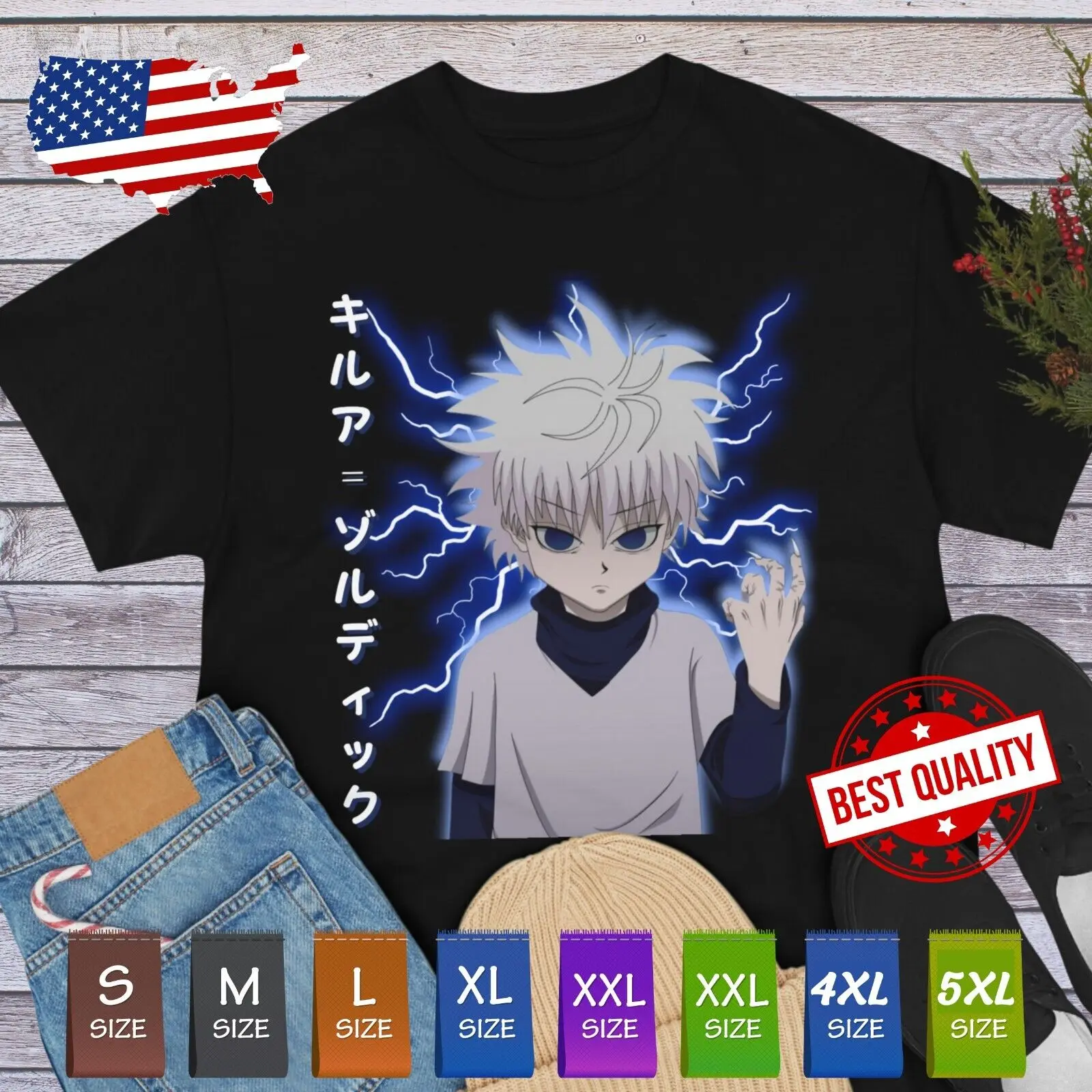 Killua T Shirt Hunter x Hunter Tee Anime Clothing Cosplay Manga Japanese Gon