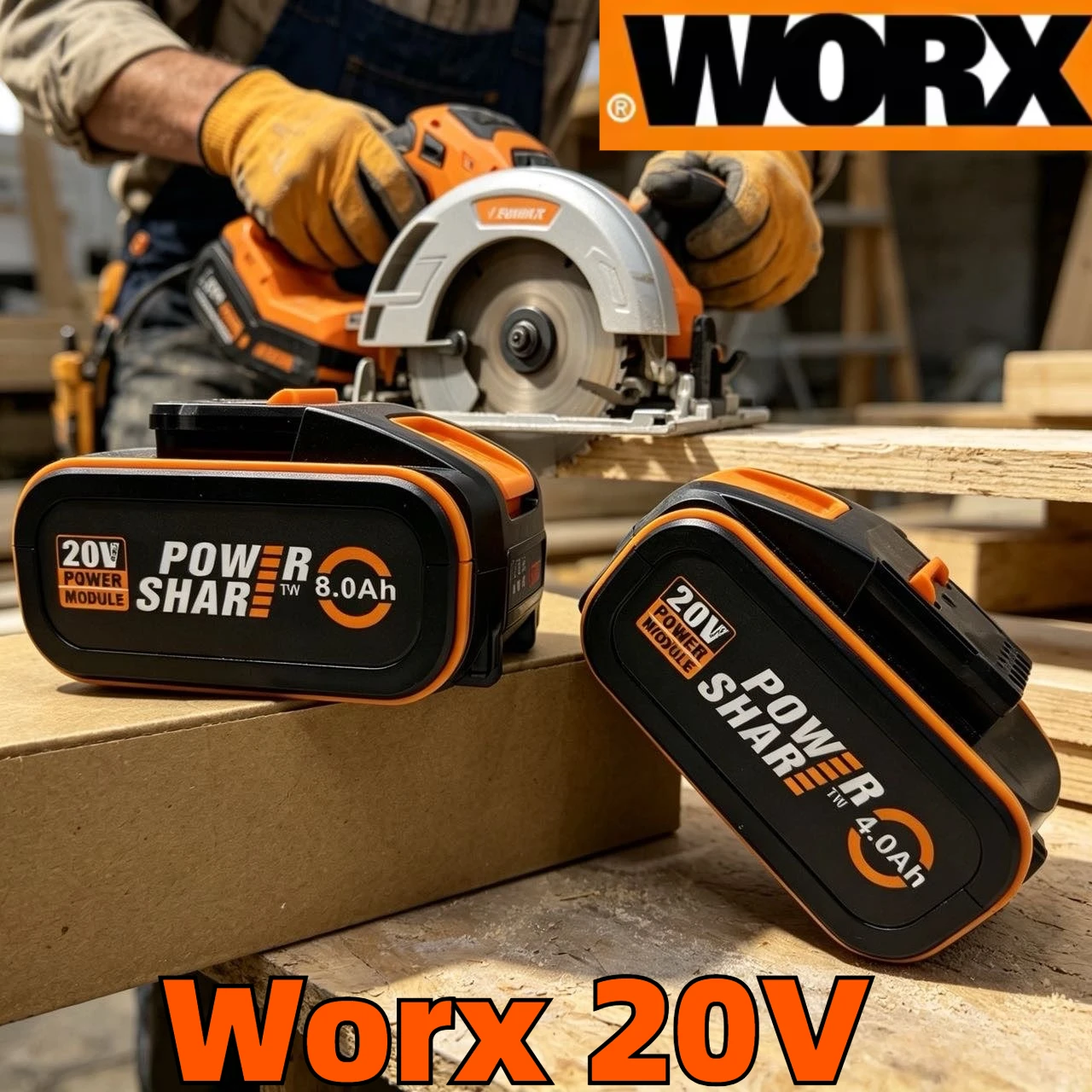 

Worx 20V All-Purpose Lithium Battery, works with full Worx 20V lineup, shockproof design safe power for all scenarios