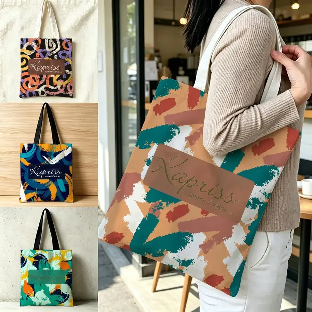 Trendy Designer Print Canvas Tote Bag earrings Kapriss Storage Bags Shoulder Bag Outfit Accessory Shopping Handbag