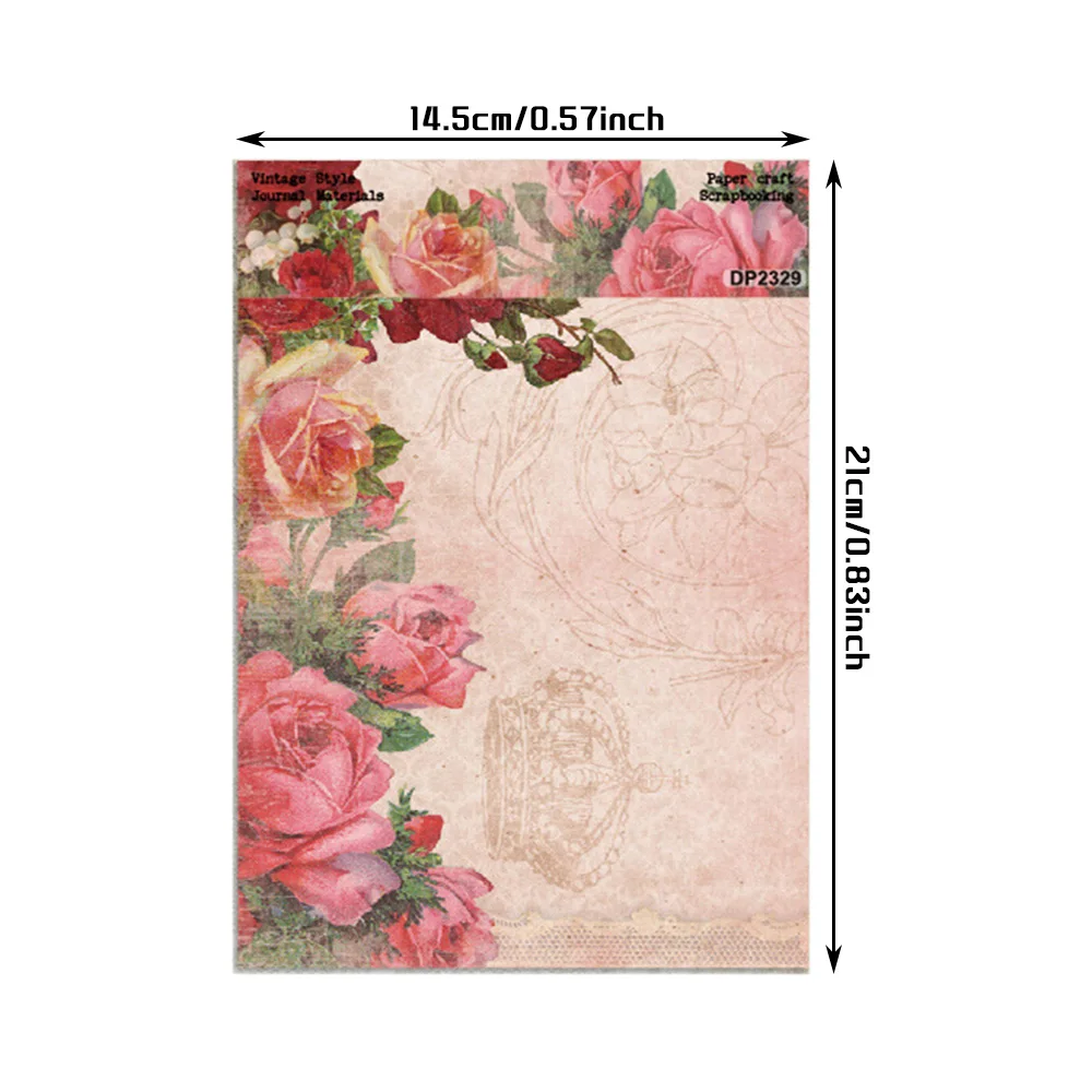 8Pcs/set Charm Flower Rose Printed Scrapbooking Paper Pack for Card Making Handmade Background Decorative Paper Crafts