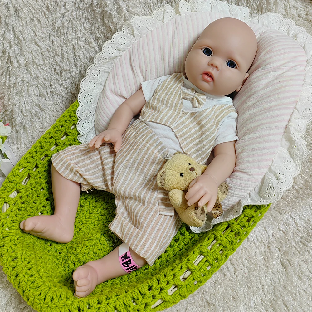 

WW1581 50cm(20inch) 3500g 100% Full Body Silicone Reborn Baby Doll Realistic Girl Unpainted Dolls DIY Blank Children Toys