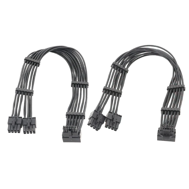 F3MA New 16pin (12+4) to 2x8P PCIE5.0 Adapter Connector Cable 12VHPWR For GPU Power Supply Cord 90Elbow Line 50/60/70cm