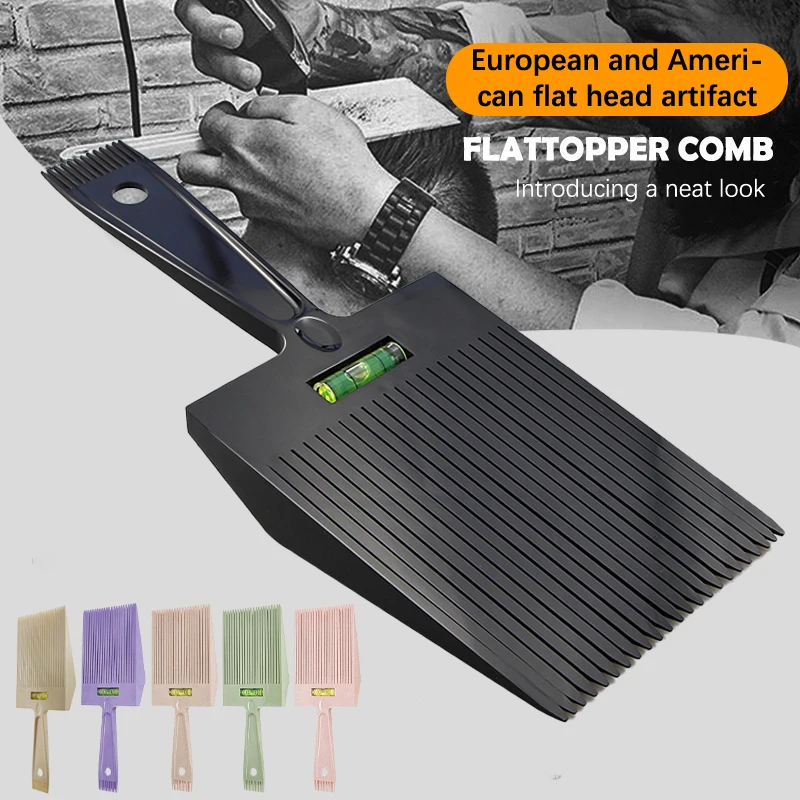 Professional Flat Top Guide Comb Built-In Horizontal Lines Haircut Clipper Comb Barber Shop Dyeing Hairstyle Styling Tools