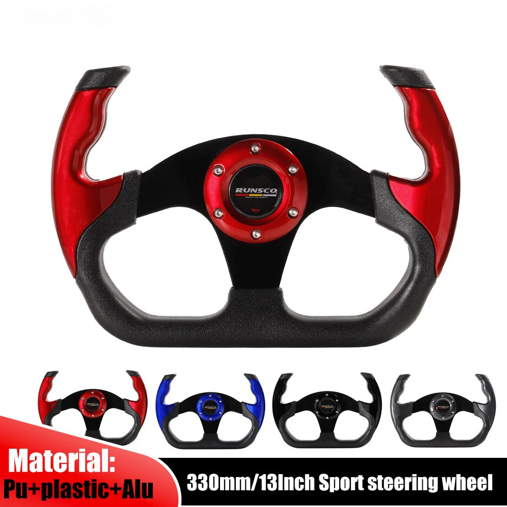 

Sport Racing 13Inch 330mm Flat Drift Steering Wheel D-Type PU Universal PCD=70mm