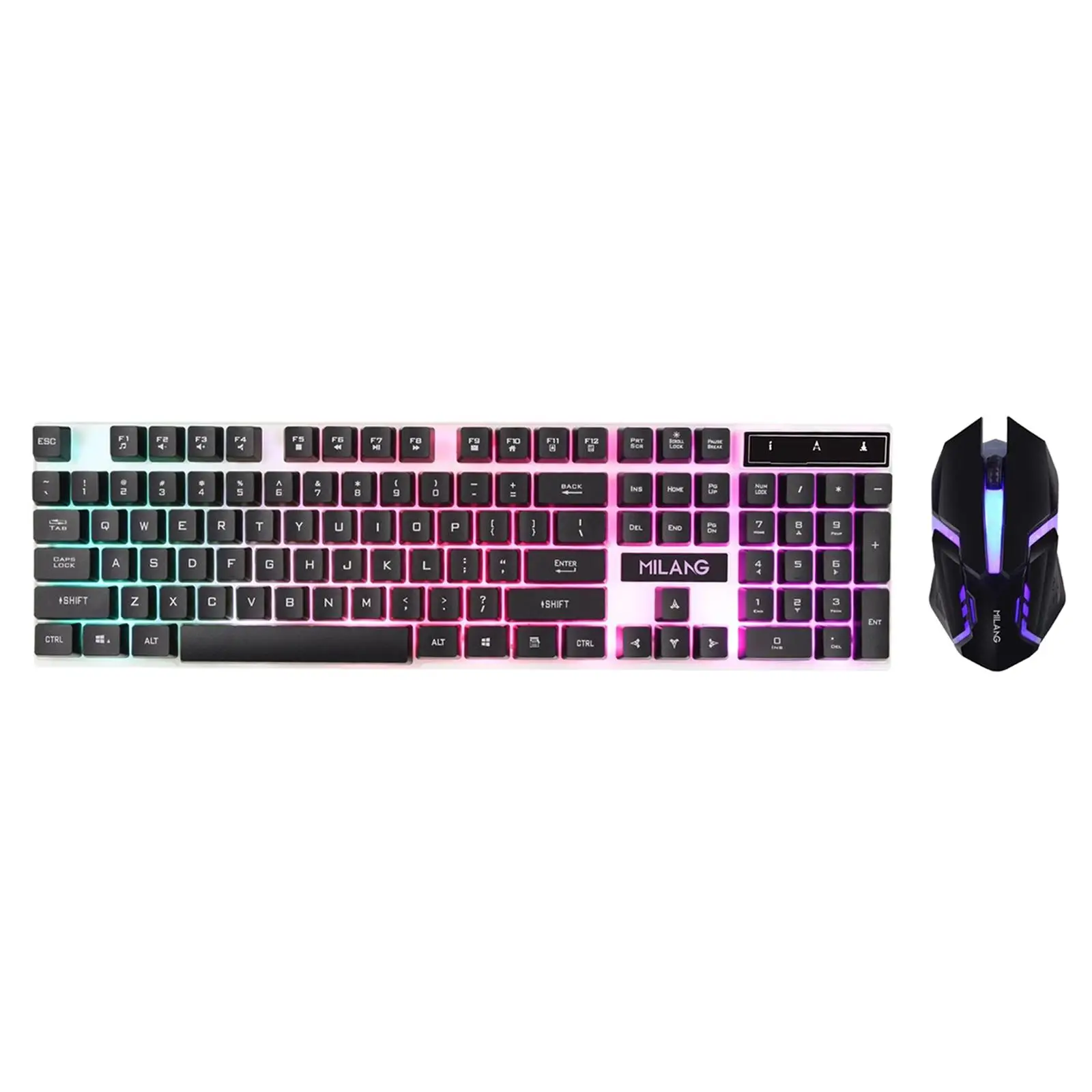 Teclado Mecânico com Fio Retroiluminado RGB Design Cristal Conjunto de Teclado e Mouse para Gamers de PC
