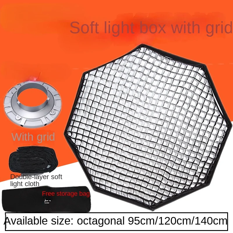 

Applicable to Octagonal Grid Soft Boxes 95cm Flashlight Softbox Bowens Mount Shadowless Cover Photography Lamp Softbox