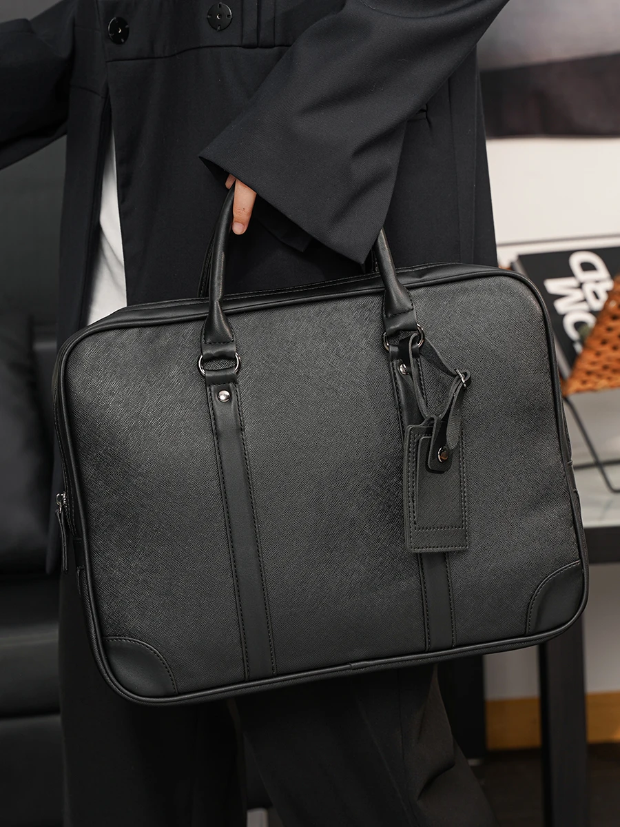 

Faionable Casual Busin Men's Briease Laptop Bag Handbag for Travel Clean Kno Leather Bag Waterproof Large Size