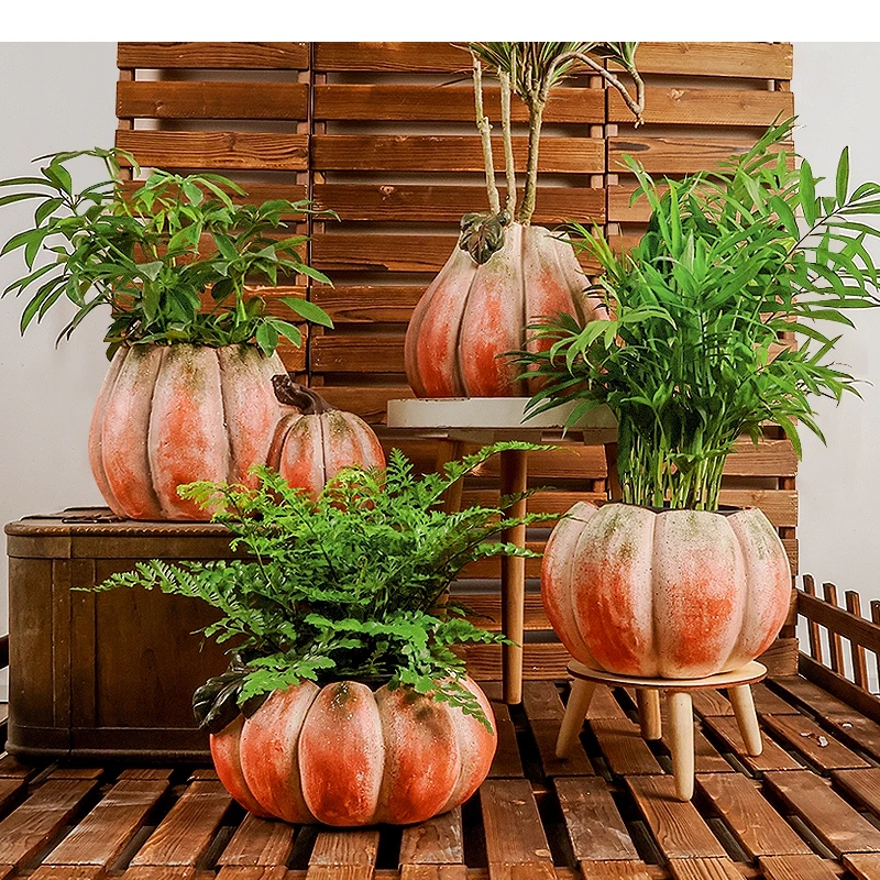 Ceramic Flowerpot Cartoon Pumpkin Flower Vase Garden and Courtyard Decoration Accessories Succulent Pot Plantas Accesorios
