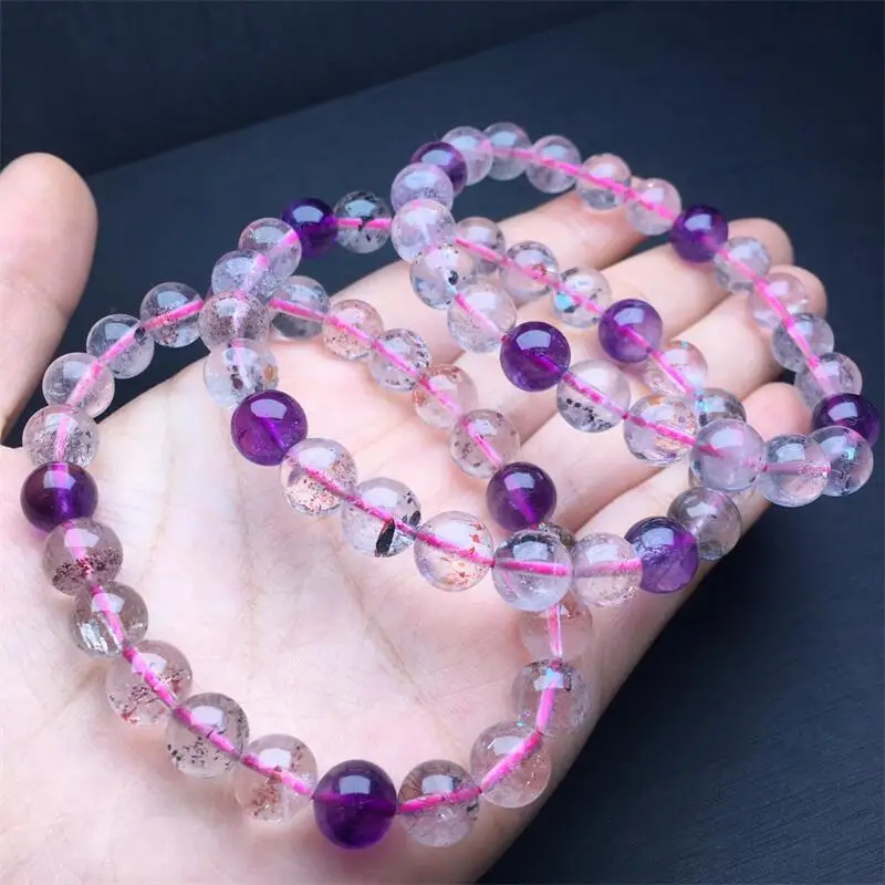 9MM Natural Super Seven Quartz Bracelet Colorful Gemstone Bead Strings Fashion Beautifully Jewelry 1PCS