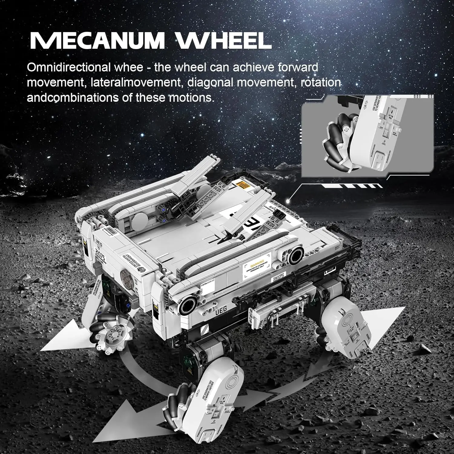 21075 blocos de construção de cachorro robô, 1887 peças de brinquedo de módulo lunar para adultos e crianças, kits de modelo de aeronave DIY, módulo de potência e Educa