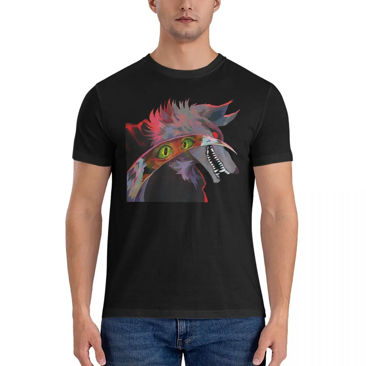 Crazy Death Wolf Death Wolf T-Shirt for Men Round Collar 100% Cotton TShirts Puss in Boots The Last Wish Tee Shirt Party Clothes