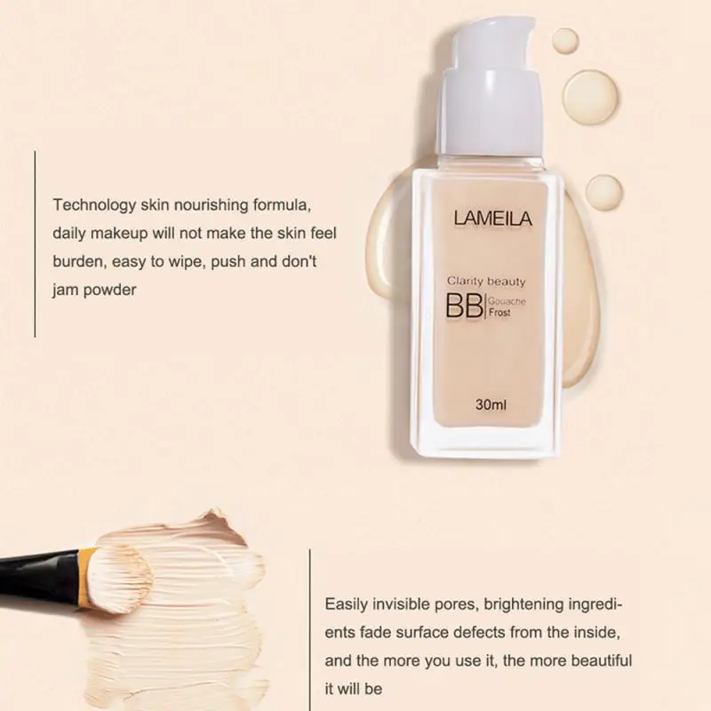 Crème BB transparente imperméable à l'eau, effet hydratant, couverture parfaite, pores invisibles, longue durée