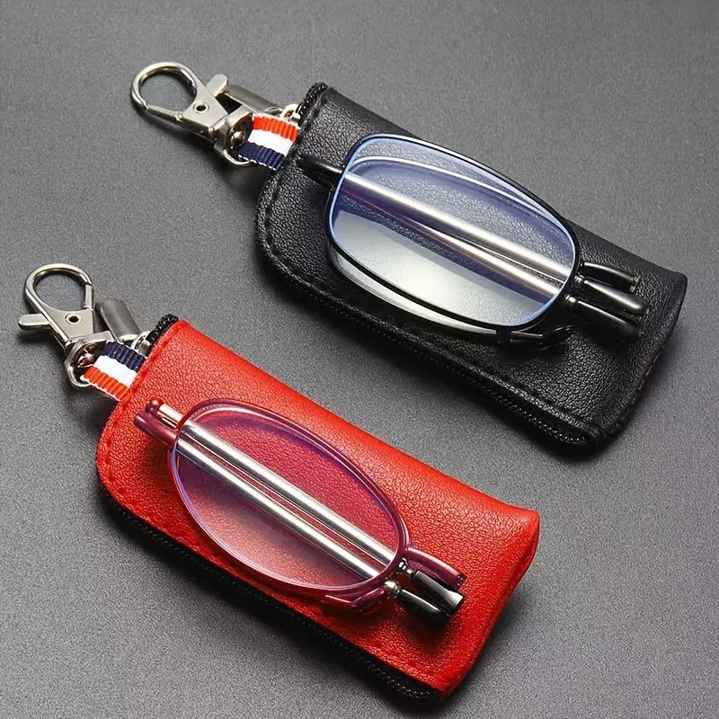 Zusammenklappbare Lesebrille mit blau lichtblockierenden Gläsern +1,0 bis +4,0 Stärken, tragbares Taschendesign für Männer und Frauen