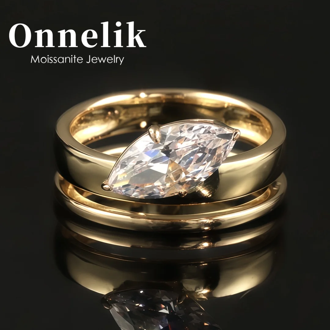 

Onnelik 2CT кольцо с муассанитом огранки маркизы S925 стерлингового серебра штабелируемый роскошный модный свадебный комплект для женщин подарок на свадьбу