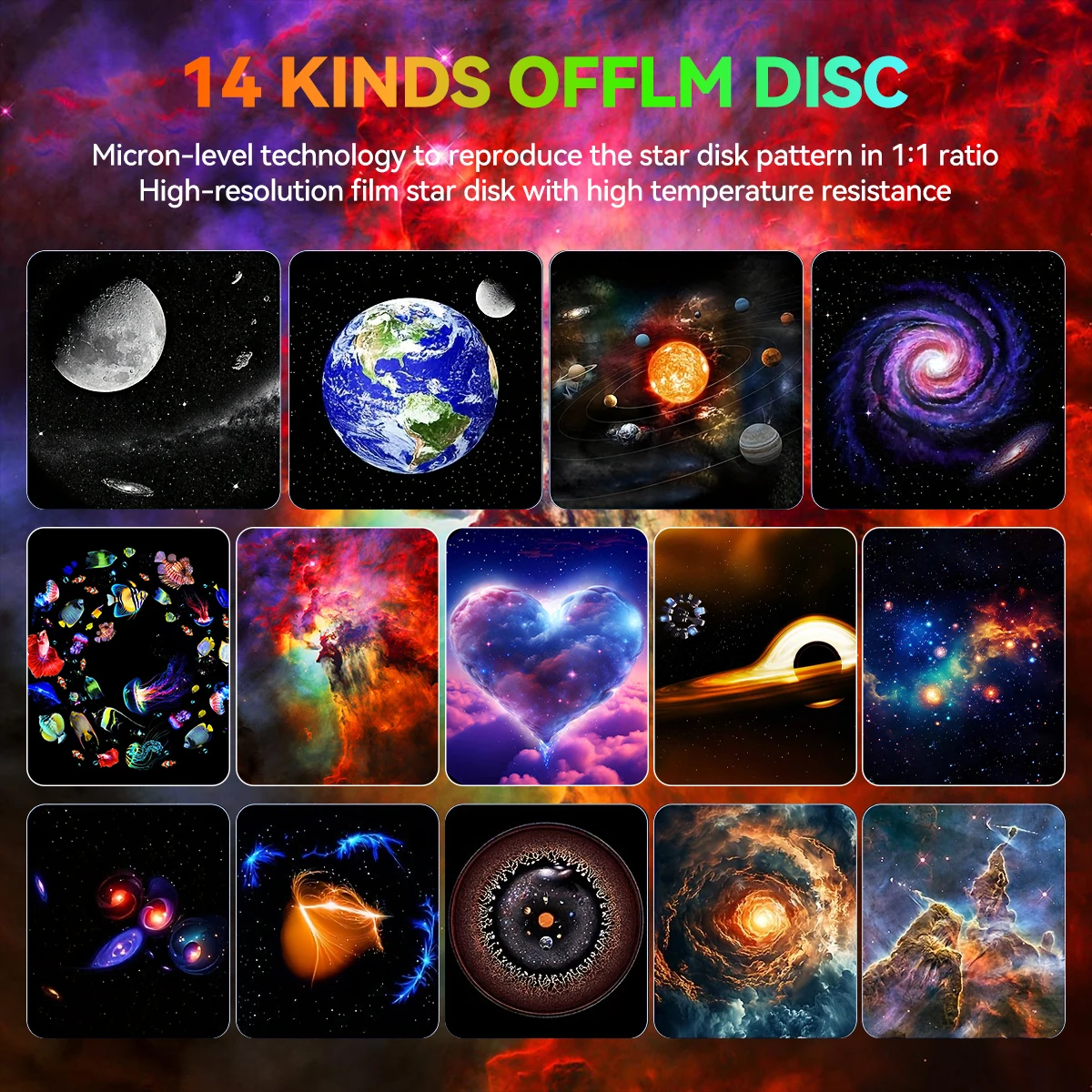 14 in 1 Galaxy Projector USB Powered LED Night Light 4K HD Film Dynamic Atmosphere Lamp for Planetarium Bedroom Children Gifts - view 4