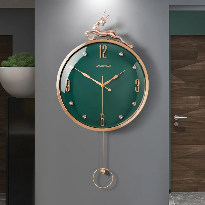 

13 Inch Auspicious Deer Wall Clock Nordic Brief Design Living Room Decoration Kitchen Mute Clocks Art Wall Watch Home Decor NEW