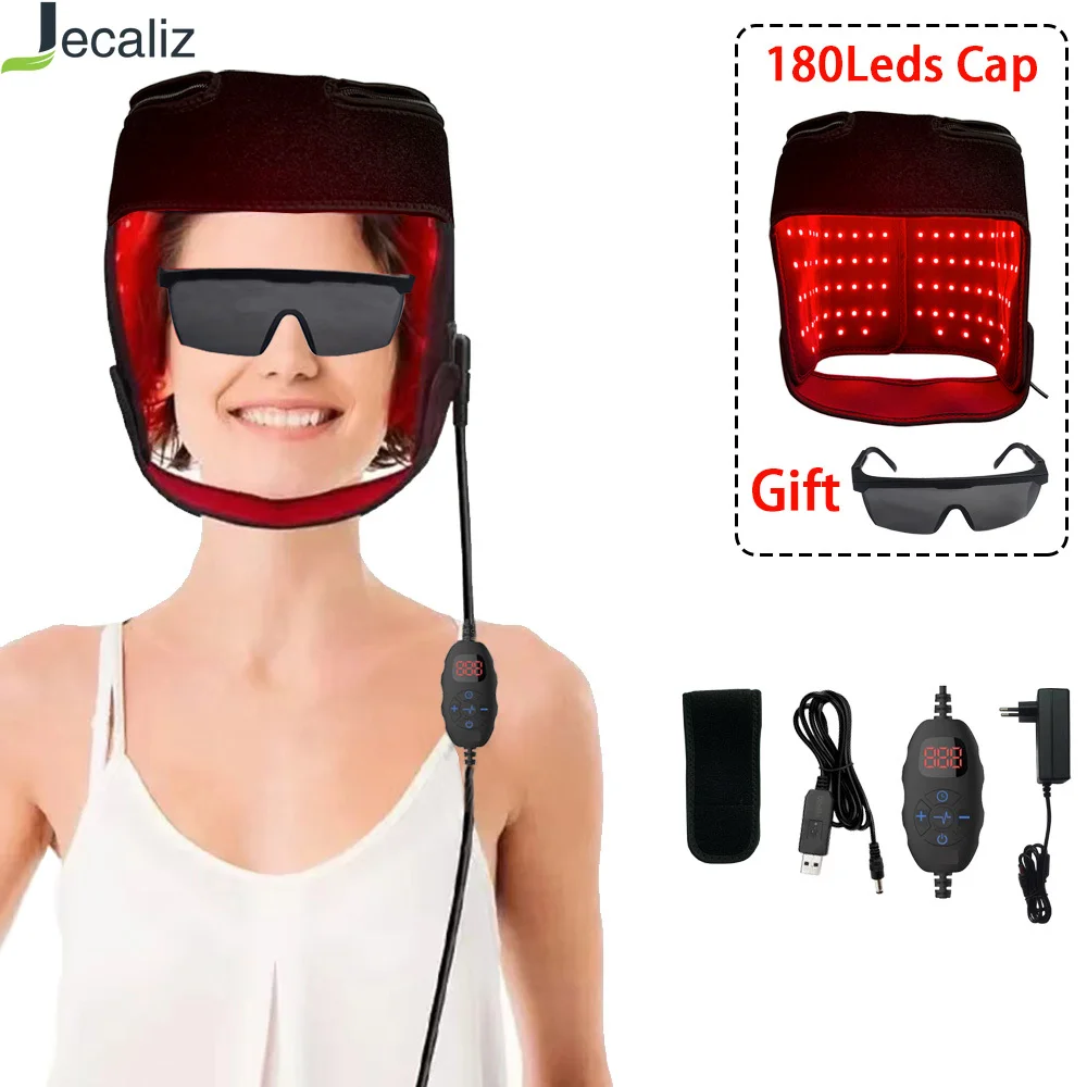 

180Led Red&Infrared Light Hair Regrowth Cap Reduces Oiliness Deep Into Hair Follicles Anti-Hair Loss Hat Relieve Fatigue Plug-in