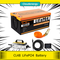 Cloudenergy 48V(51.2V) 100Ah LiFePO4 Golf Cart Battery, with 20A Charger, 5120Wh Energy, Built-in 200A Bluetooth BMS, 10240W Max