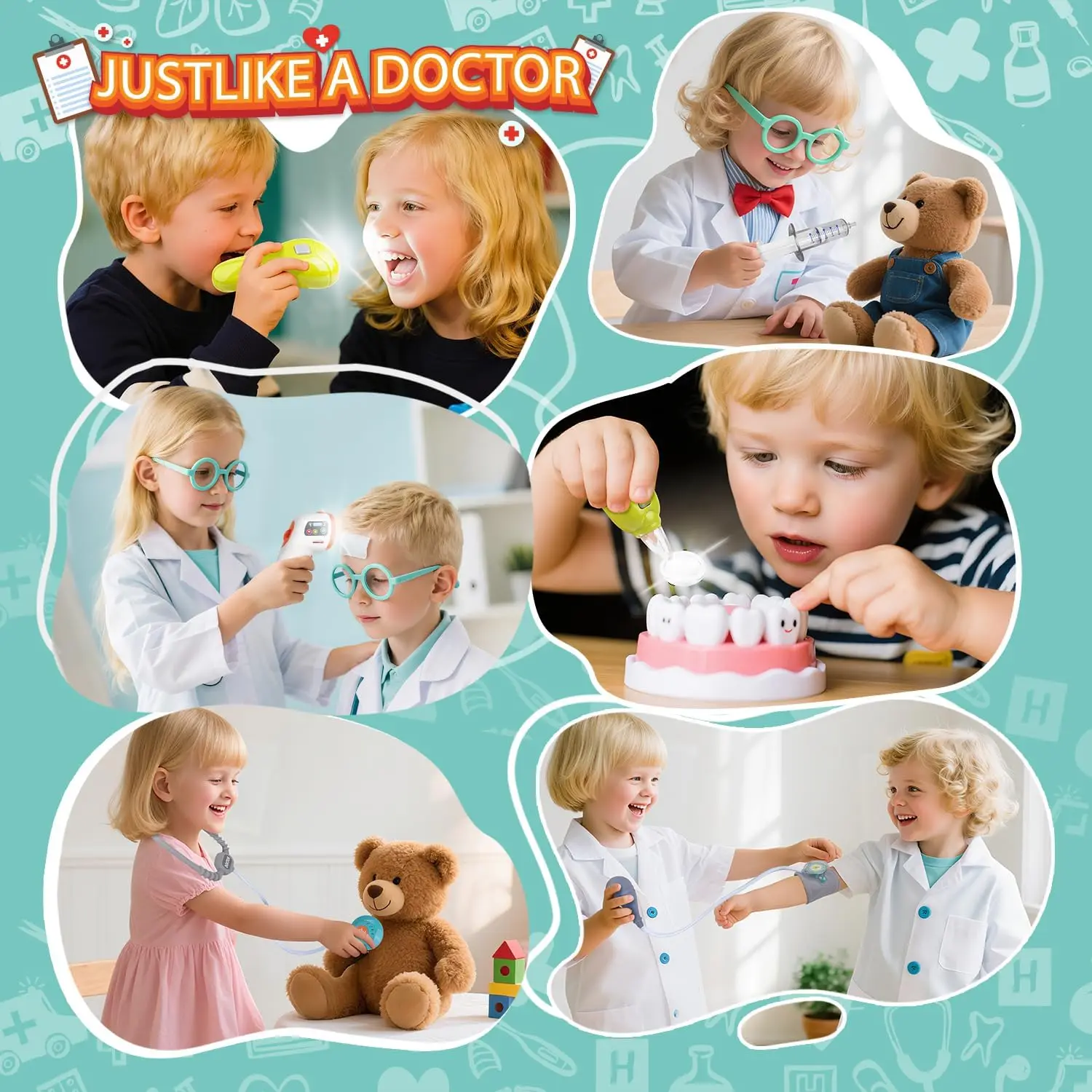 Deluxe Doctor Set voor kinderen - Gesimuleerde speelset voor medische stations met stethoscoop en gereedschap - Perfect rollenspelcadeau