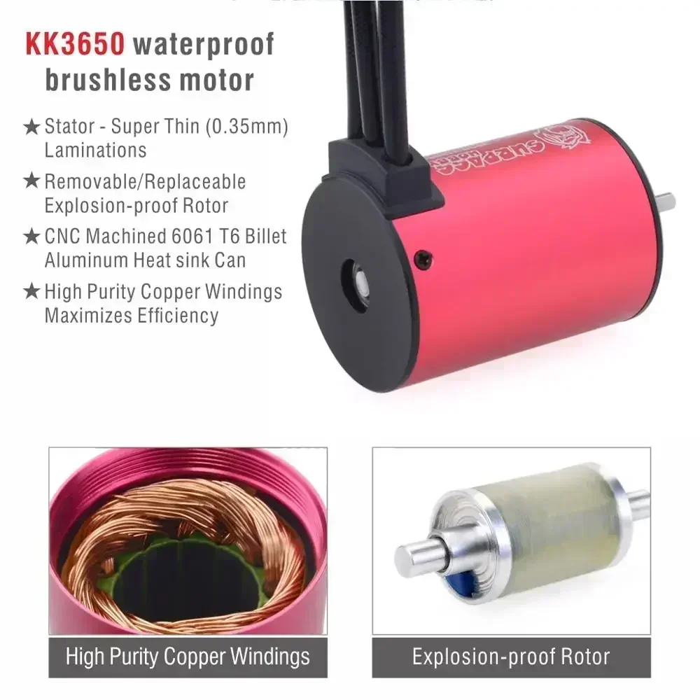 Surpass Hobby KK 3650 3660 3670 3674 Motor sem escova à prova d'água para caminhão 1/8 1/10 1/12 RC Drift Off-Road Car Wltoys MJX Boat