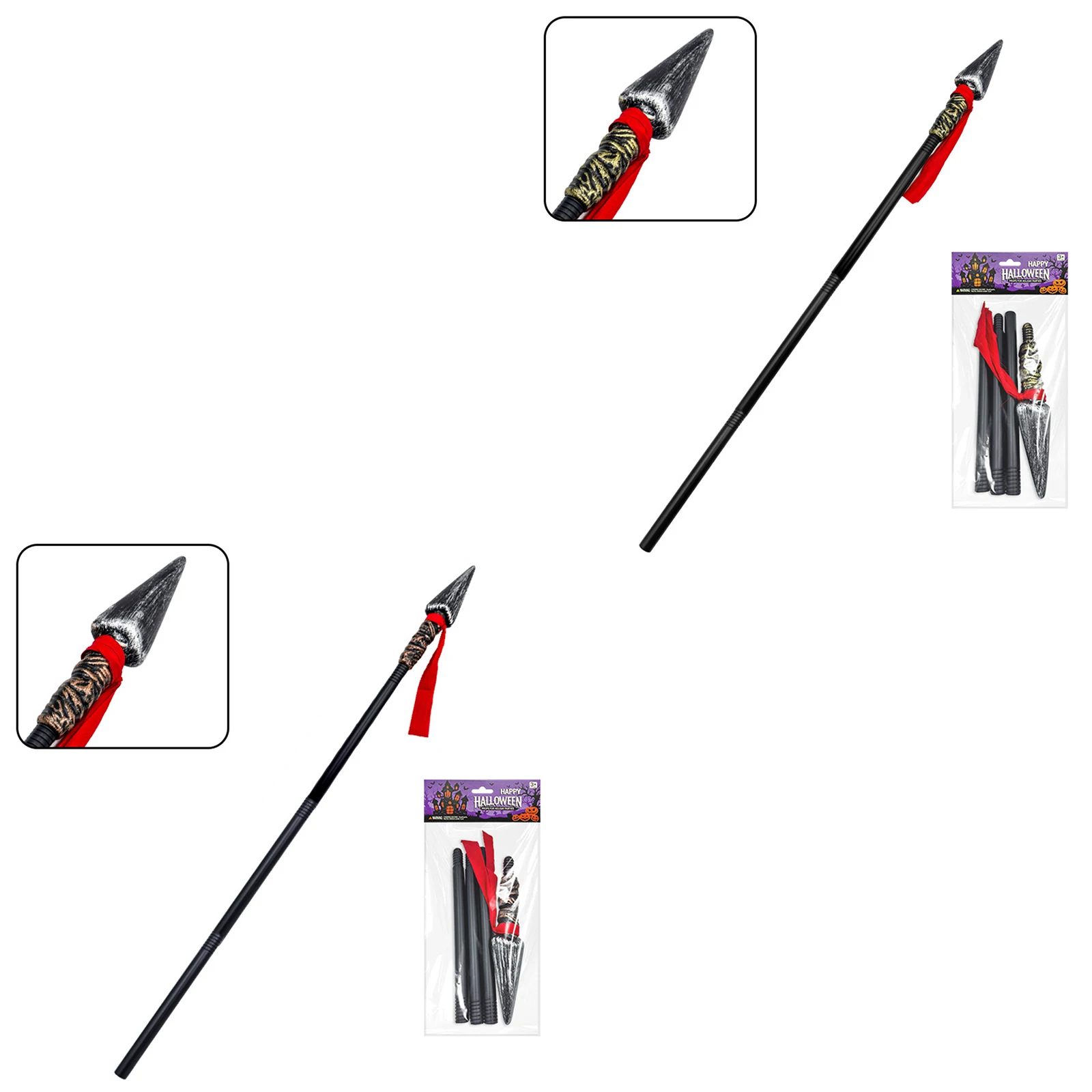 Spartan Spear Plastic Props Viking Knight Assemble Long Spear Costume Accessory for Halloween Stage Performance
