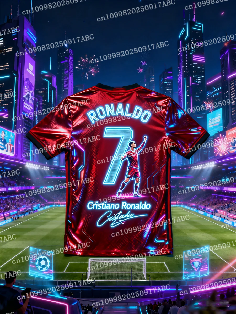 

Summer Men's T-shirt Men Football Jersey Printed Ronaldo Jersey Boys Girls Training Kid Sports Breathable Women Short Sleeve