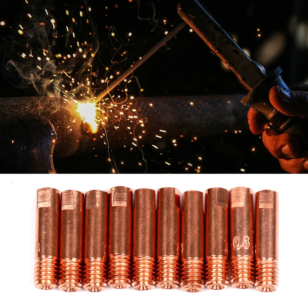 12 buah ujung kontak pelindung nosel las MIG MB15 0.8mm ujung pemegang ujung M6 Kit Diffuser Gas perlengkapan pengelasan Kit habis pakai
