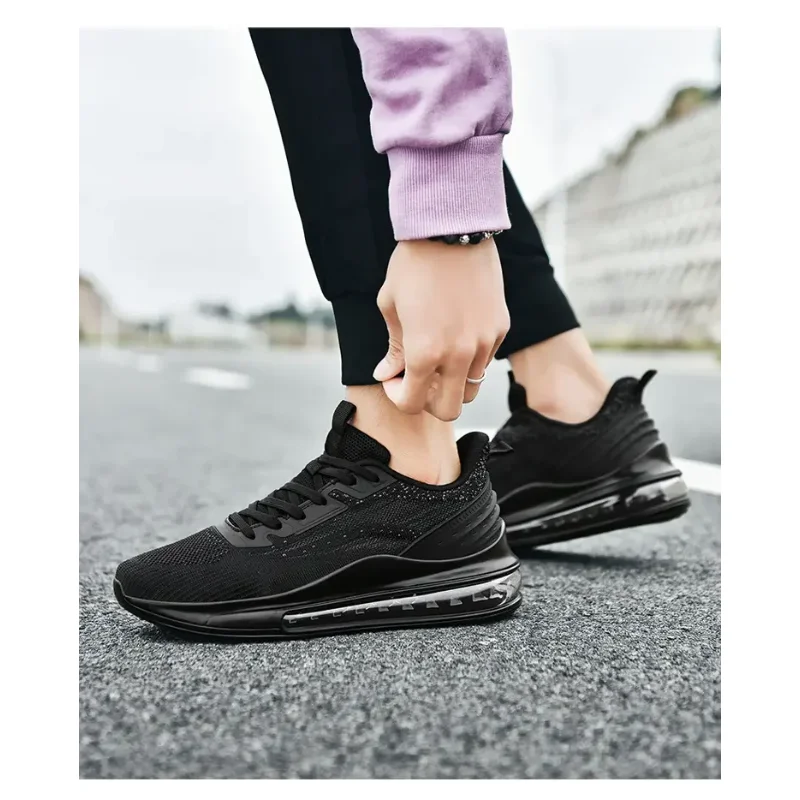 Flying weaving large size wear-resistant non-slip semi-air cushion breathable casual running shoes