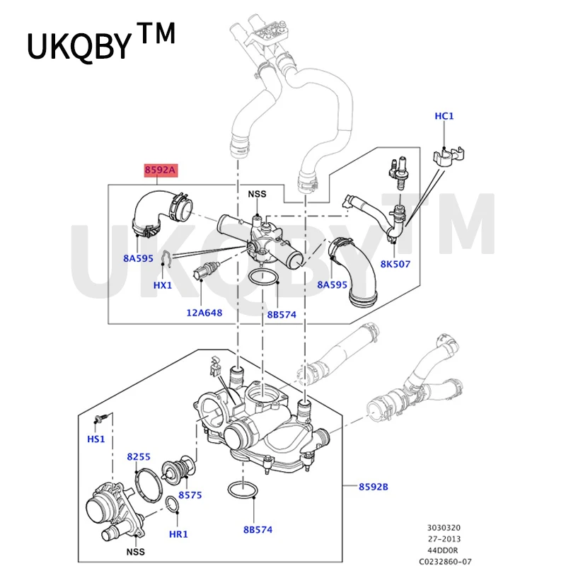 Car Connection-water outlet 2010-2012lan dro verr ang ero ver engine water pipe thermostat bypass water pipe coolant hose