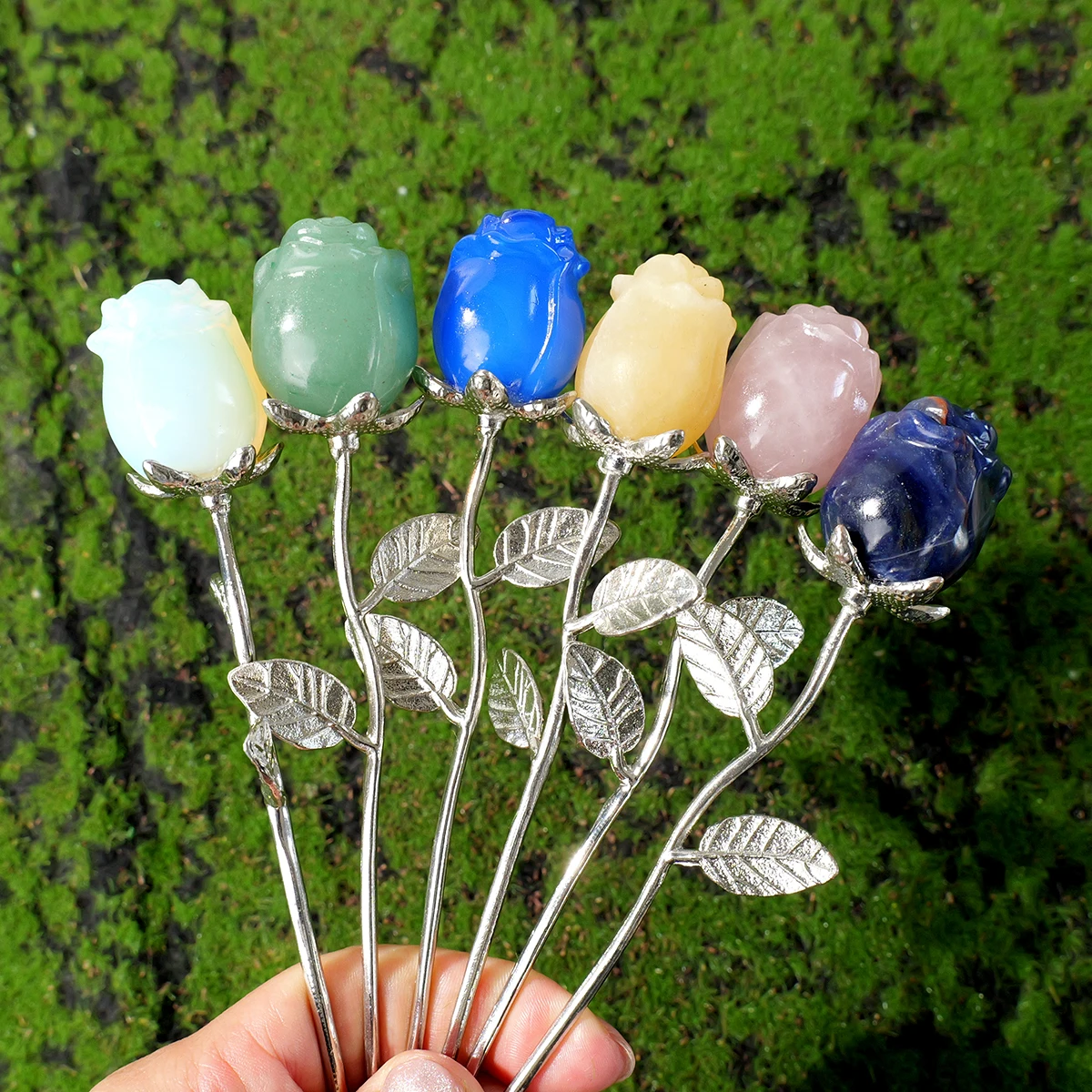 1pc Natural Crystal Raw Stone Semi Precious Stone Rose Decoration Valentine's Day Wedding Decoration Crystal Crafts Gift view 4