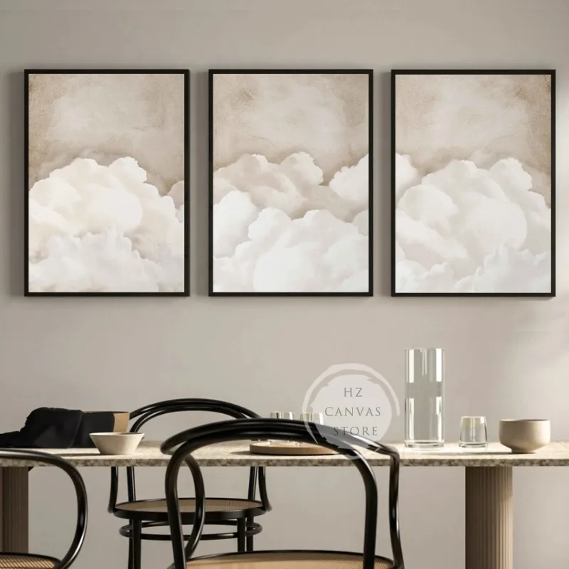 Beige Wolk Abstracte Kunst Hemel Posters En Print Canvas Schilderijen Moderne Muurkunst Foto Voor Slaapkamer Esthetisch Decor Cuadros