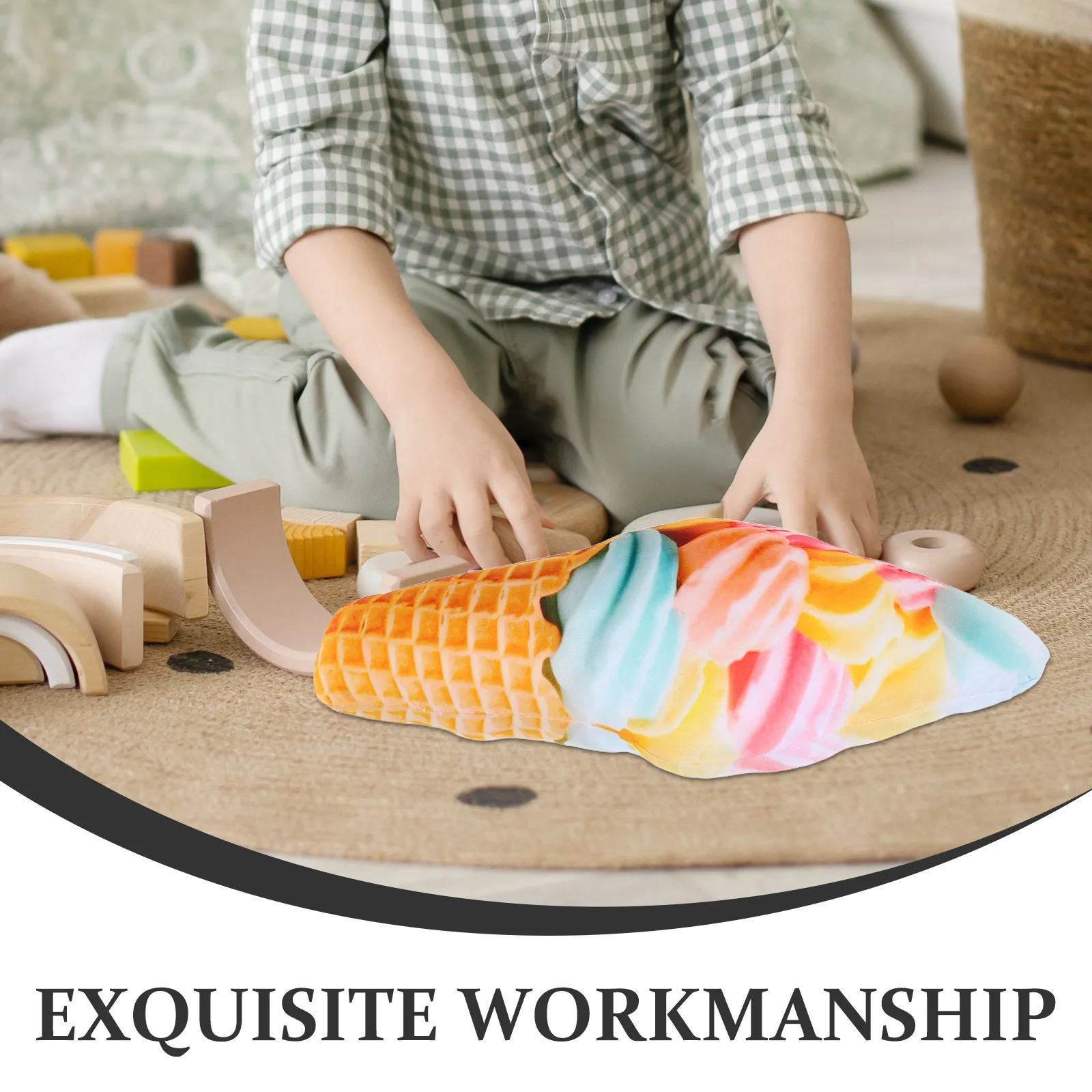 Poduszka w kształcie lodówka, 45 cm, kreskówkowa poduszka w kształcie rożka lodowego, przytulna poduszka pod lędźwie i plecy do sypialni, na sofę, do siedzenia.