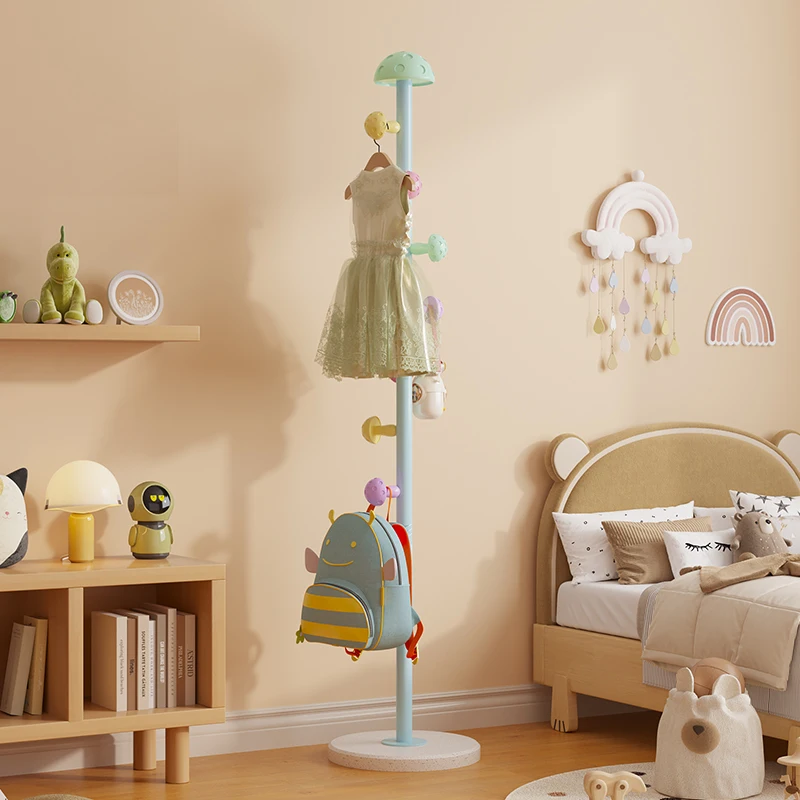 

Space-Saving Kids Clothes Rack Corner-Optimized Floor Coat Stand Bedroom Organizer with Sturdy Base for Nighttime Clothes