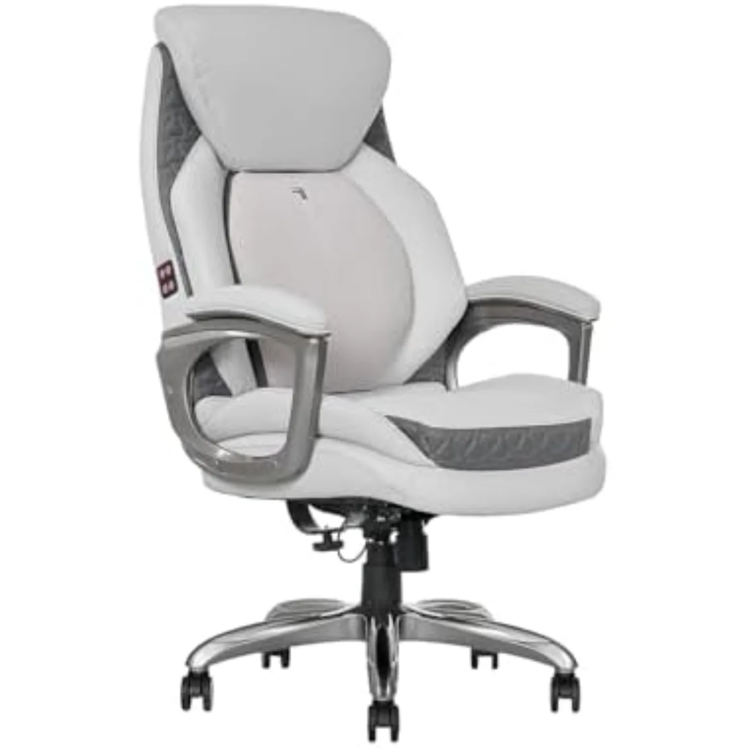Sharper Image S600 Active Lumbar Ergonomic Bonded Leather Swivel Executive Massage Chair, White/Gray