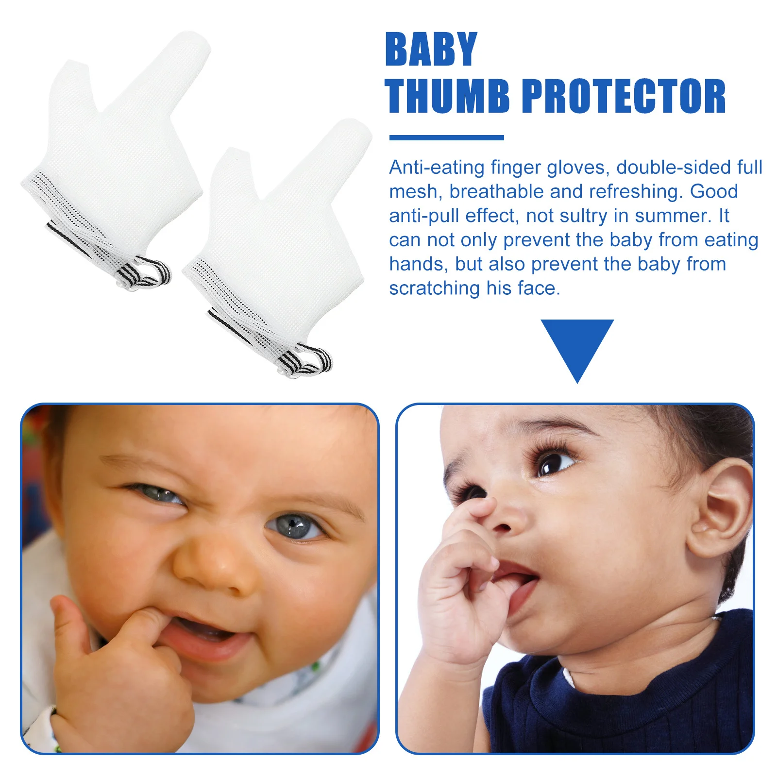 

1Pair Baby Stop Thumb Sucking Gloves Adjustable Wrist Breathable Stop Sucking Finger Gloves Infant Thumb Protector for Toddlers