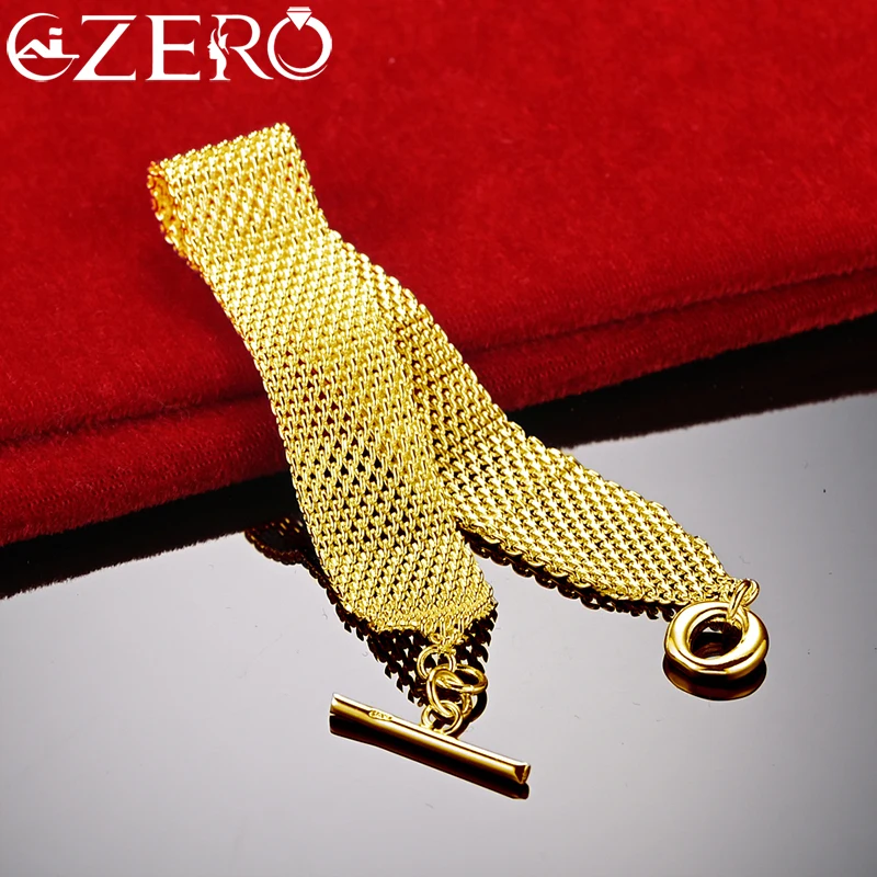 ALIZERO 18-karatowe złoto wykwintna modna bransoletka z łańcuszkiem tkacym dla kobiet akcesoria weselne Fine Jewelry urok prezent