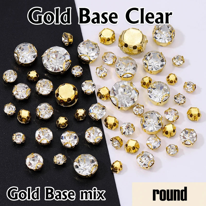 3–10 mm GoldBase Glas klar Kristall unten Krallenperlen zum Aufnähen von Strasssteinen, Glaskristall für DIY-Schmuckherstellung, Kunsthandwerk und Kleidung