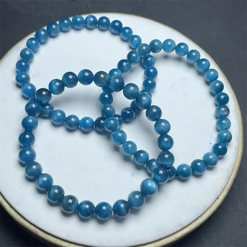 Natural Blue Apatite Bracelet Fashion Gemstone Crystal Jewelry For Women Healing Bohemia Holiday Gift 1PCS 6/8/10/11MM