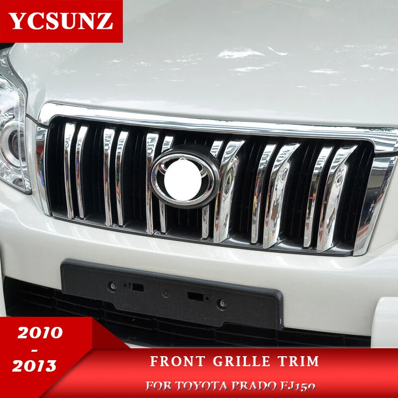 Chrome Front Grille Grid Cover Trim For Toyota Toyota Land Cruiser Prado FJ150 150 2010 2011 2012 2013 Car Styling