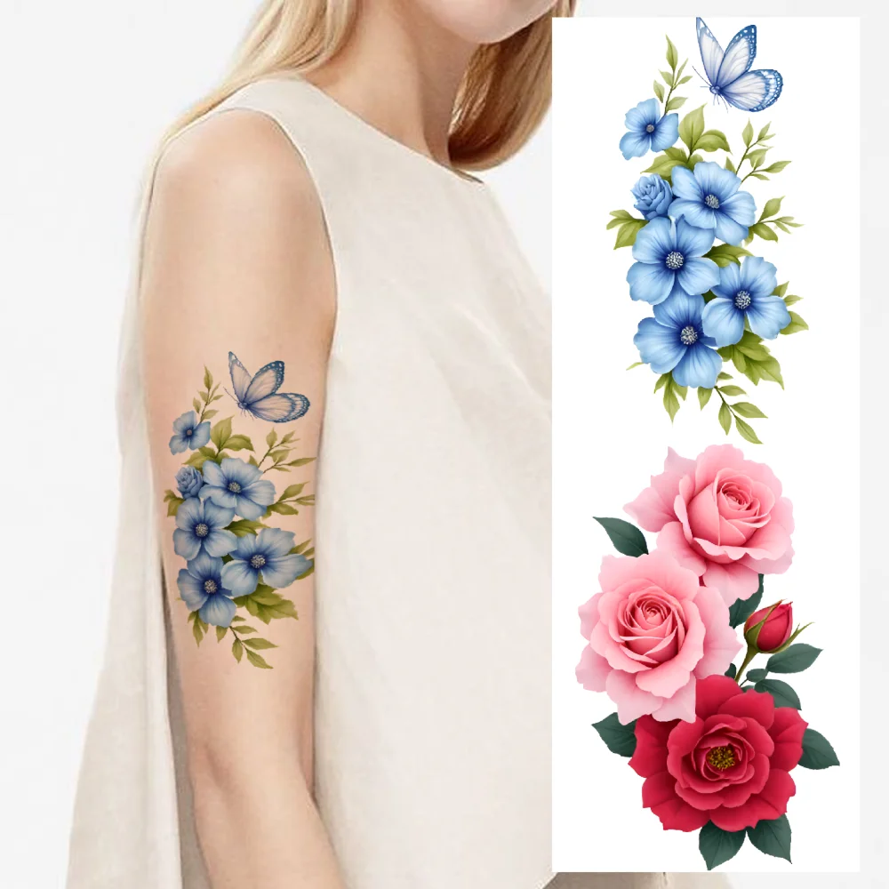 

12pcs Temporary Tattoo Floral Tattoos Temporary Tattoo Stickers Butterfly Tattoos Colorful For Thighs Shoulders Arms