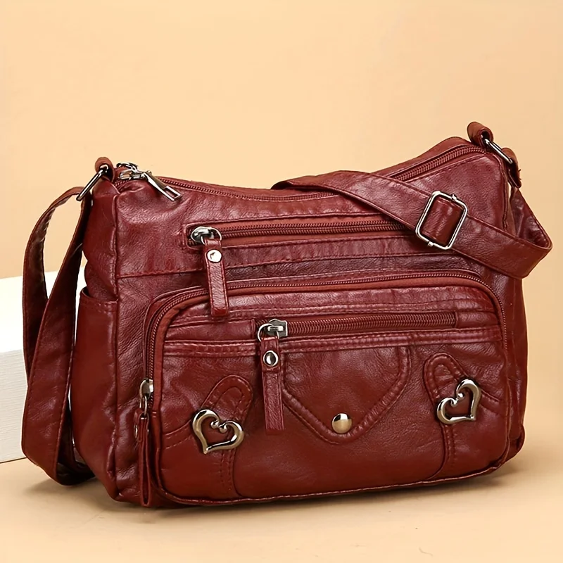 Elegante Damen-Umhängetasche, schicke Schultertasche aus weichem Leder mit mehreren Taschen, perfekt für den täglichen Weg zur Arbeit, zum Tragen von Handy und Kleingeld