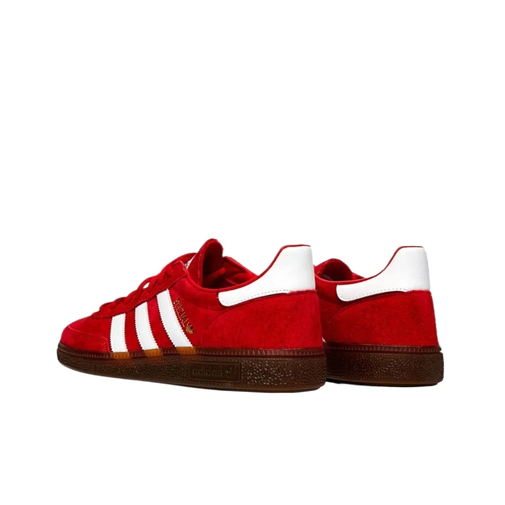 Adidas handebol espial feminino e masculino vermelho retro baixo superior leve antiderrapante sapatos de treinamento alemão fv1227