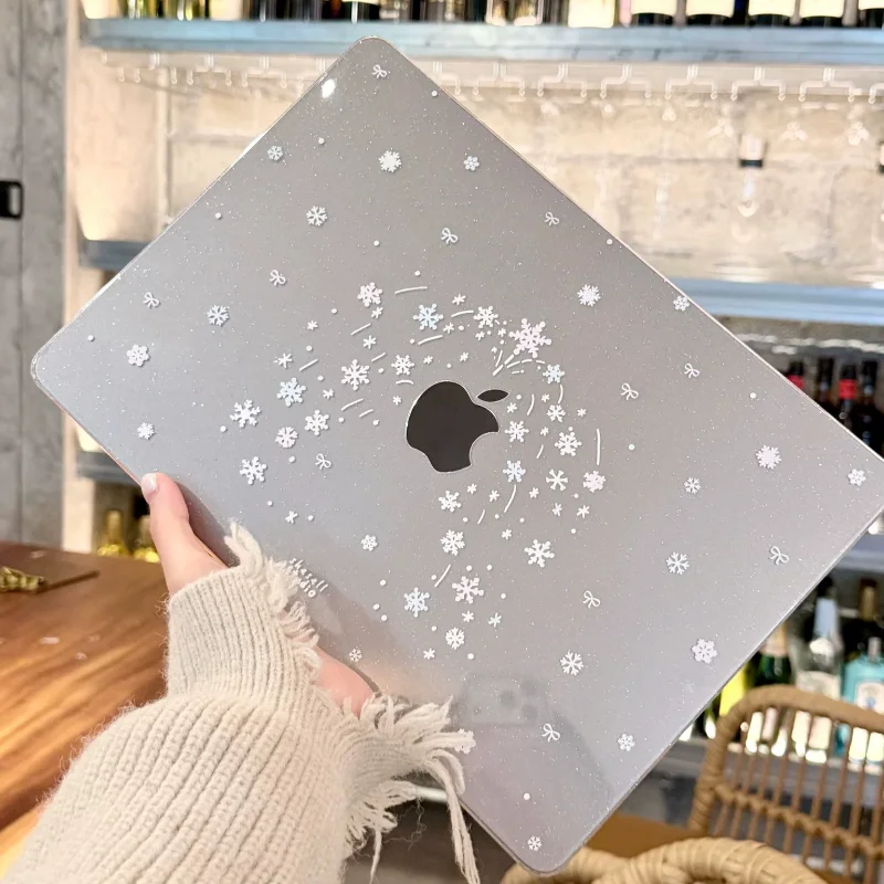 

Ins Snowflake Shining Glitter Laptop Case For Apple Macbook 15 inch M5 Air 15 13 13.6 Inch For M4M3M2M1 Chip Pro 13 Air 13 Cover