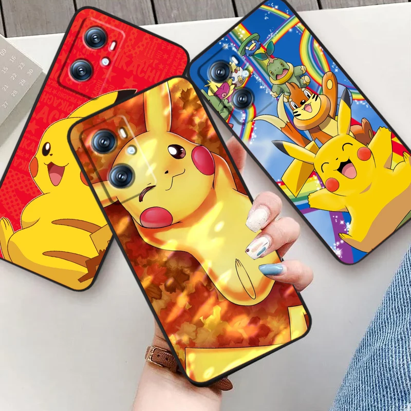 P-Pikachus Cute Cartoon For OPPO Find X6 X5 X3 A54S A5 A94 A16 A53S A57 A74 A72 A98 A78 A96 A9 5G Black Funda Phone Case