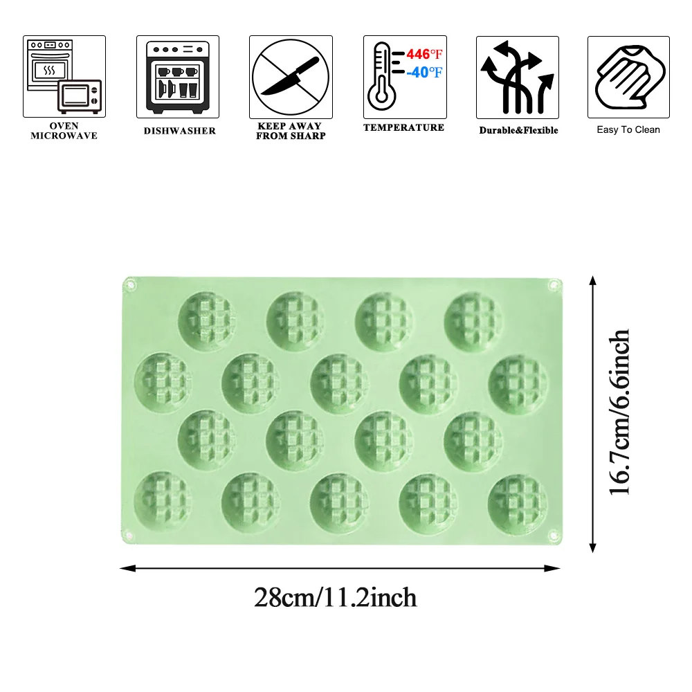 1pc Silicone Wax Melt Molds, 18 Cavities Mini Eggo Waffle Mold for Cookie, Chocolate, Candy and Gummy Mold