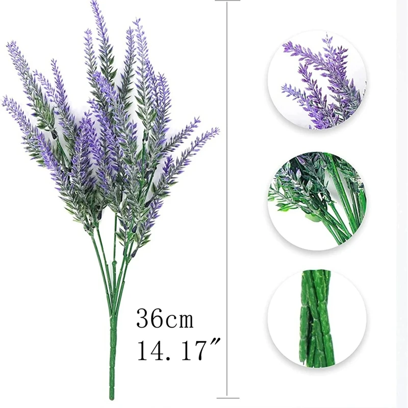 35cm Purple Plastic Artificial Lavender Fake Plant for Wedding Home Room Garden Decorations Bridal Bouquet Photography Props